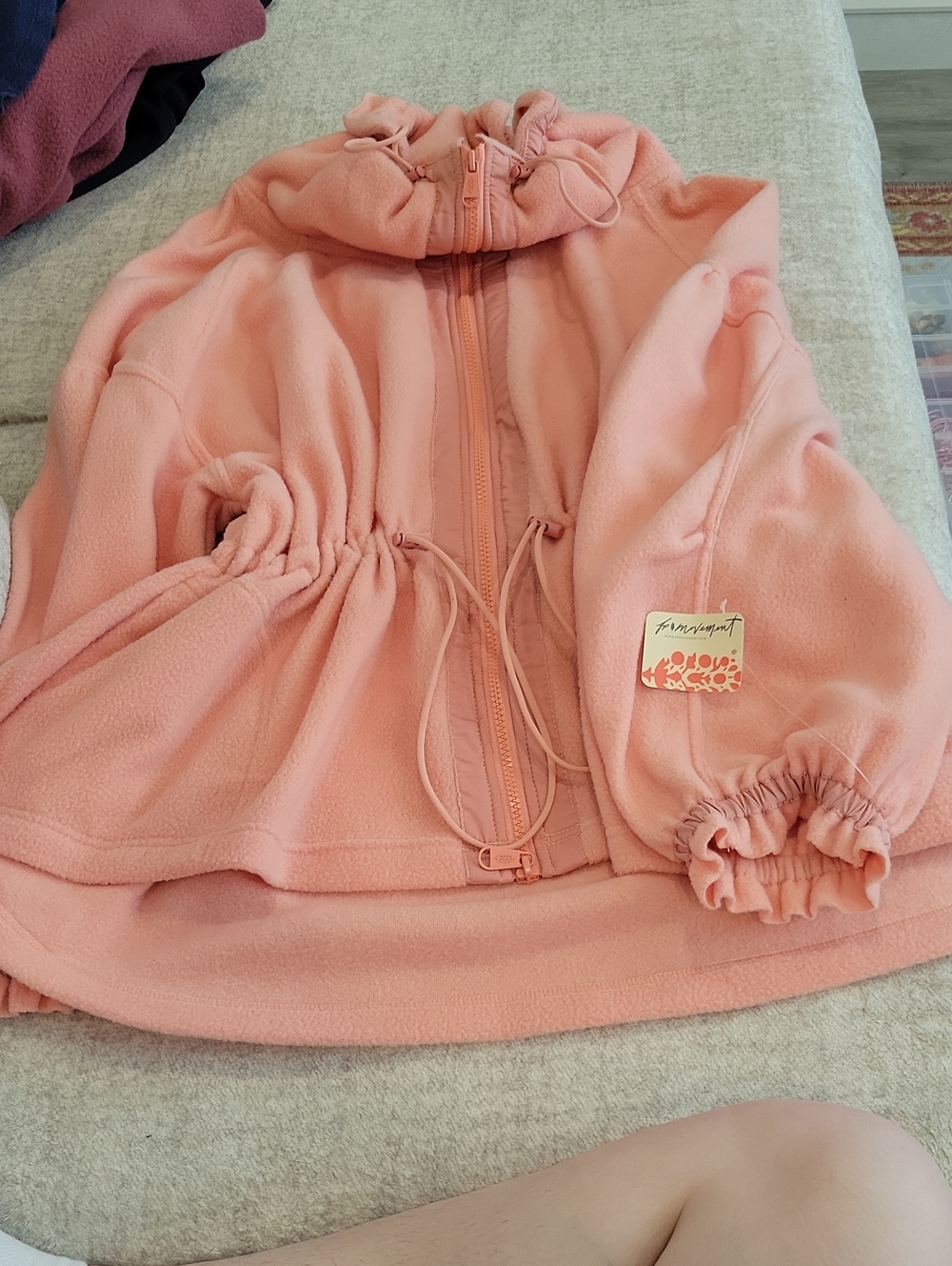 Free People Pink Jacket, Double Zipper, Cinchable Neck And Waist, XS, NWT